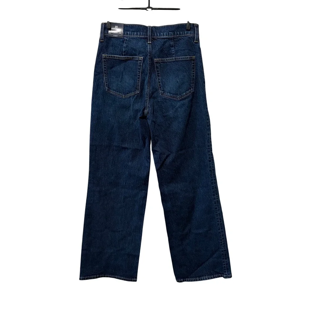 J.Crew Slim Wide-Leg Jeans Womens 25 Blue High Rise Patch Pocket Full Length